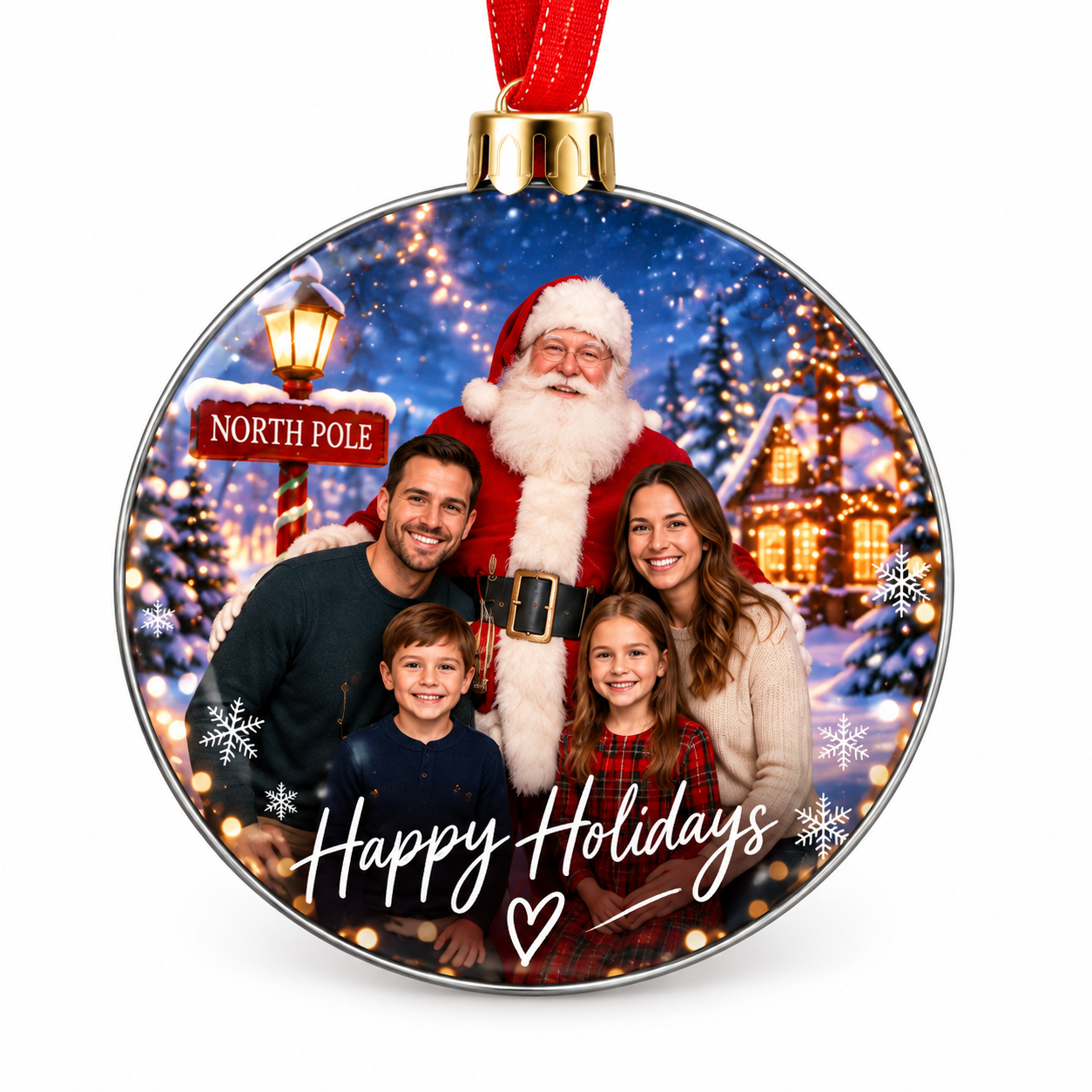 North Pole photo ornament design sample