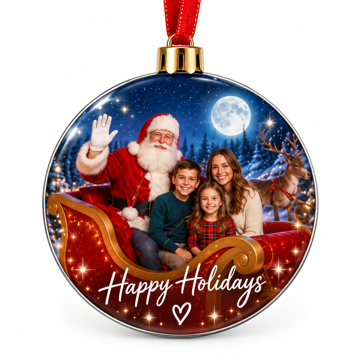 Santa’s Sleigh photo ornament design sample